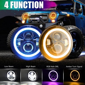 Faros Delanteros Redondos de 7 Pulgadas + Luces Antiniebla de 4 Pulgadas, Ojos de Ángel, Proyectores, Luces Halo, RGB, Intermitentes DRL, para Jeep - Product Image 4
