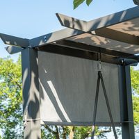 Lit balançoire convertible moderne en métal pour véranda, chaise suspendue d'extérieur 3 places avec accoudoirs pour cour et parc