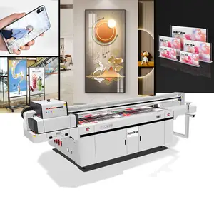 Kongkim plastic board acrylic metal tiles uv flatbed printer 4 heads with 8 color printing cmyk lc lm white varnish ink