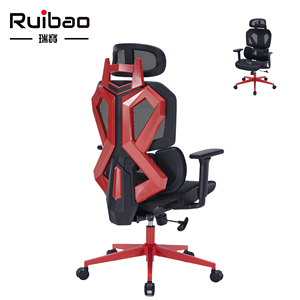Ruibao Ergonomic Adjustable <strong>Red</strong> Black Racing Style Computer Office <strong>Chair</strong> Lumbar Support 360 Swivel Mesh Gaming High Adjustable - Product Image 1