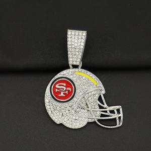 NFL San Francisco 49ers liontin helm sepak bola kalung kualitas tinggi berlapis emas berlian paduan rantai Kuba untuk hadiah penggemar - Product Image 6