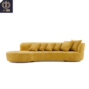 Einzigartiges Design Italienische moderne Luxus gebogene <span class=keywords><strong>Sofa</strong></span> Couch weichen gelben Samt getuftet Wohnzimmer Möbel <span class=keywords><strong>Sofa</strong></span> - Product Image 2