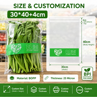 Transparante BOPP anti-condens zelfklevende verpakkingen voor verse groenten, fruit, sla en salade met aangepaste logo's.