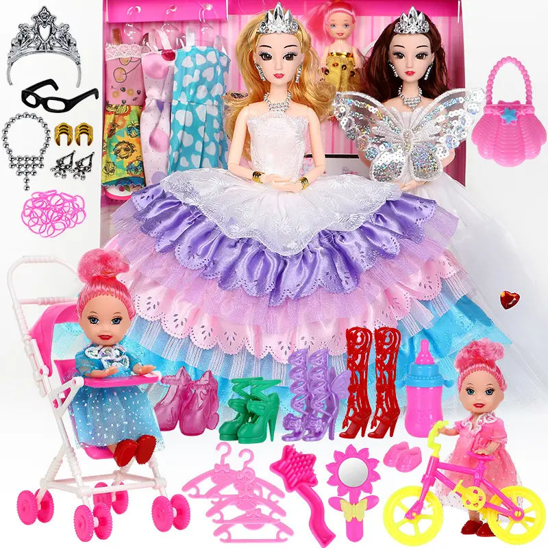 Conjunto de presente para meninas, venda direta de fábrica, boneca de menina, vestido de casamento, boneca, crianças, brinquedo, presente para meninas