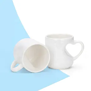 Sublimation ceramic mugs supplier 11 oz heart shaped personality porcelain white coffee cup custom logo or pattern for gift