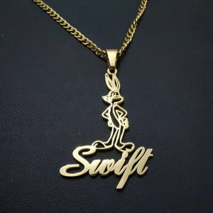 Nome personalizzato catena in acciaio inox collana pendente di moda con personaggio dei cartoni animati <span class=keywords><strong>SpongeBob</strong></span> - Product Image 3