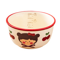 Vaisselle vintage en porcelaine fine, motif fille cerise de dessin animé mignon, écologique, lavable au lave-vaisselle, vaisselle de haute qualité pour la maison, cadeau d'anniversaire