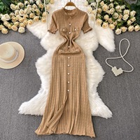 Robe longue décontractée à col rond pour femme, style Empire, avec découpes, en tricot, collection été 2026