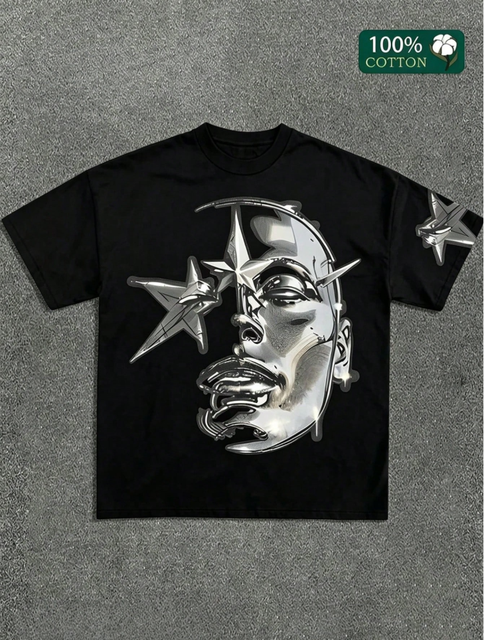 Men's Graphic Printed T-Shirt With Round Neck and Short Sleeve, Loose and Casual Short Sleeve T-Shirt in Summer