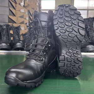 DSF153 8 inches to 9 inches <b>Men</b> Black Leather <b>High</b> Top Tactical <b>Boots</b> Waterproof Outdoor Duty <b>Boots</b> OEM ODM customization - Product Image 1