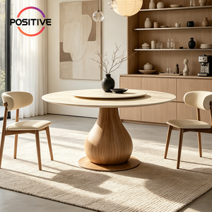<span class=keywords><strong>Tavolo</strong></span> <span class=keywords><strong>da</strong></span> <span class=keywords><strong>Pranzo</strong></span> <span class=keywords><strong>Rotondo</strong></span> in Marmo di Lusso Moderno <span class=keywords><strong>con</strong></span> Piano Girevole Lazy Susan e Base Scultorea in Legno Massello, Arredamento di Design per <span class=keywords><strong>Sala</strong></span> <span class=keywords><strong>da</strong></span> <span class=keywords><strong>Pranzo</strong></span> - Product Image 1