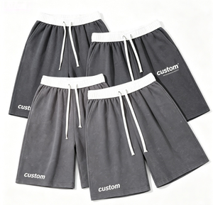 Shorts Capri en Coton Bleu Marine Personnalisés pour Hommes, Taille Mi-Haute avec Cordon de Serrage, Tricotés Respirants, Style Décontracté Streetwear - Product Image 2