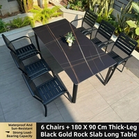 Ensemble de table et de chaises de jardin avec plateau en pierre, plusieurs combinaisons disponibles