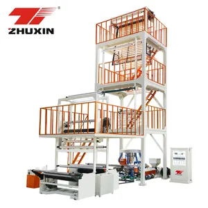 Zhuxin toptan otomatik çift katmanlı ağır Hdpe Ldpe Pp Pe kilitli poşet Film üfleme ekstrüzyon makinesi boyutu 800 2 katmanlar