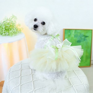 Vestido de Princesa para Boda Charlotte, Falda de Tul, Estilo Verde Fresco, Ropa para Perro, Lindo Vestido Bordado de Poliéster para las Cuatro Estaciones - Product Image 2