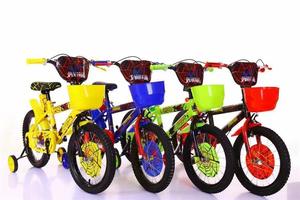 Biciclette in Acciaio per Bambini <span class=keywords><strong>e</strong></span> Bambine dai 2 agli 8 Anni, Bici Pieghevoli con Ruote Ausiliarie, Misure 12"/14"/16", con Cestino in Plastica - Product Image 2