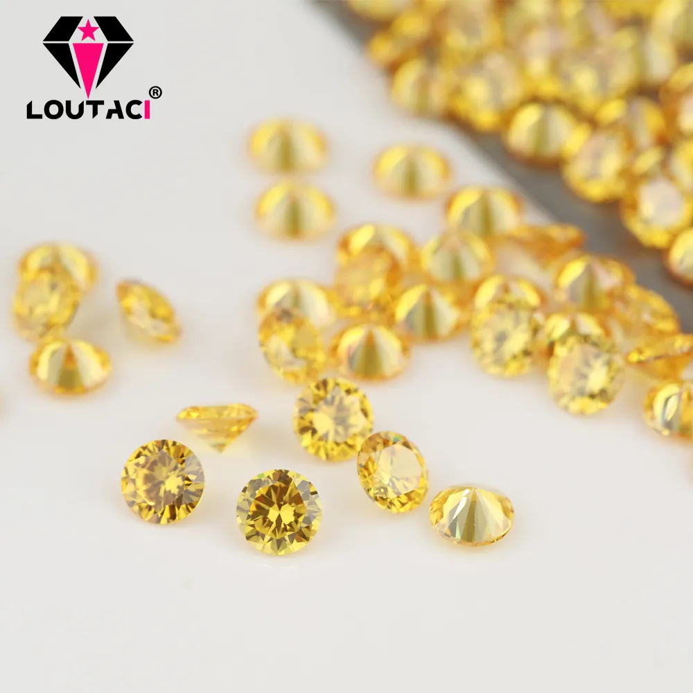 LOUTACI Unique CZ Wedding Sets Available for Custom Brilliant Cut 5A CZ Round Golden Yellow Middle Size 2.7 -7.5 mm