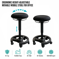 Tabouret roulant ergonomique à levage pneumatique, siège pivotant à 360 degrés pour la maison, le bureau et l'atelier
