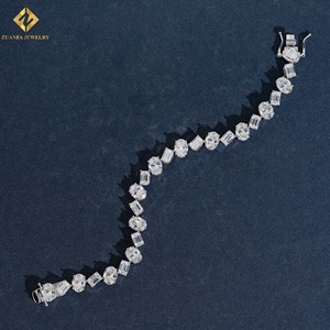 Moissanite Tennis Bracelet 925 Silver Rhodium Plated Oval Cut Claw Setting Women's Classic Bracelet <b>Emerald</b> Cut Simple Jewelry - Product Image 4