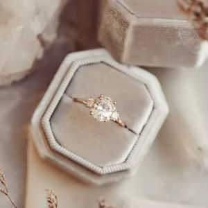 Bague de fiançailles ovale en or véritable 14 carats avec moissanite VVS de <span class=keywords><strong>2</strong></span> carats pour femme MaiYi - Product Image 1