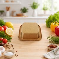 Conteneur alimentaire jetable multi-tailles en papier kraft avec couvercle transparent pour vente en gros
