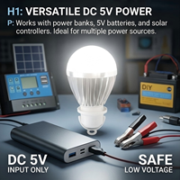 Ampoule LED d'urgence rechargeable E27 5W 7W 9W 12W 15W USB DC 5V 12V