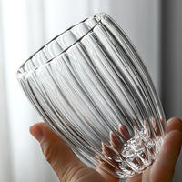 Tasses à Café en Verre Double Paroi en Borosilicate Isothermes à Rayures Fantaisie, pour Vente en Gros