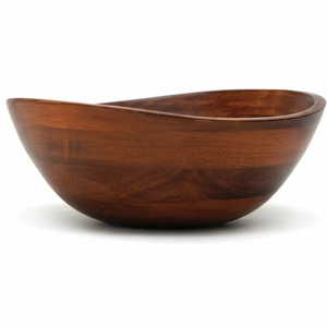 Cuenco de madera artesanal para ensalada de frutas con acabado natural y aspecto rústico para decoración de cocina y mesa de granja - Product Image 1