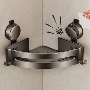 Estante de Baño Triangular Blue Vine Corner, con Montaje por Succión, Doble Capa, Organizador de Baño Resistente - Product Image 3