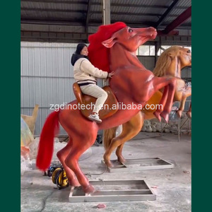 Cheval animatronique rouge fait main pour parc à thème ou équipement d'équitation robotique Akhal Teke pour enfants - Product Image 4