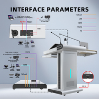 Metal Touch Screen Podium Audio Lectern With 2 Gooseneck Mics Electronic Educational Amplifier Speaker Powered Smart Podium