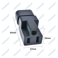 Adaptateur de prise d'alimentation IEC320 C14 mâle vers Nema 5-15R PDU USA UPS, adaptateur de prise d'alimentation C14 vers 5-15R US 3 broches femelle