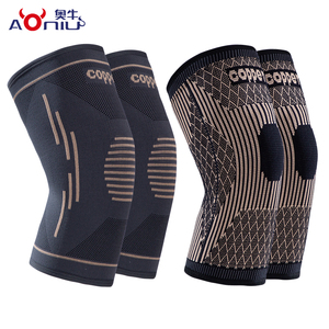 Genouillère <span class=keywords><strong>de</strong></span> sport confortable en nylon et spandex avec ions <span class=keywords><strong>de</strong></span> cuivre, respirante, antidérapante, à <span class=keywords><strong>compression</strong></span>, absorbant l'humidité et offrant un soutien protecteur - Product Image 1