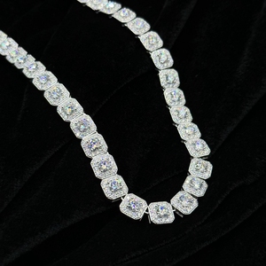 패션 주얼리 10mm/12mm 힙합 락캔디 테니스 체인 VVS 모이사나이트 925 실버 남성용 목걸이 - Product Image 1