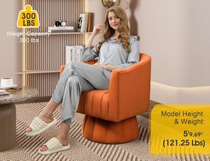 Milieu du siècle moderne salon canapé baril chaise 360 degrés pivotant Accent chaise moelleux velours tissu pour la maison salon chambre - Product Image 3