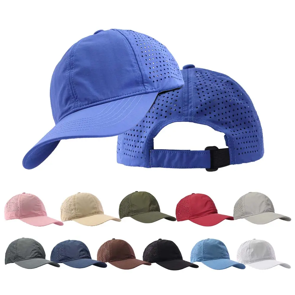 Custom Waterproof And Perforated Hole Unisex Cap Quick Dry Baseball Golf Hat 6 Panel Waterproof Breathable Sport Baseball Caps
