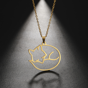 Myshape Fashion Collier pendentif animal renard en acier inoxydable Colliers à chaîne ras du cou Bijoux d'été Meilleurs vœux pour femmes filles - Product Image 1