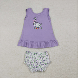 Conjuntos de Ropa para Hermanas Bebés Niñas, Sin Mangas, con Bordado de Lazos y Gansos, Túnica con Flores y Pantalones Cortos - Product Image 4