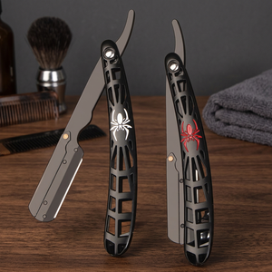 Spider Cutout <b>Straight</b> <b>Razor</b> – Bold & Lightweight Design Replaceable Blade Manual Folding Shaving <b>Razor</b> for Face Shaving - Product Image 4