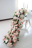LANJO Chemin de table luxueux en tissu réaliste fait main avec des roses artificielles, centre de table en cascade pour la Saint-Valentin