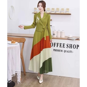 Vestito allentato per le donne <span class=keywords><strong>elegante</strong></span> Plus Size colore bloccato vestito a pieghe all'ingrosso di abbigliamento - Product Image 3