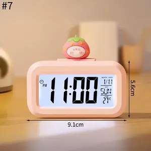 Nouvelle horloge numérique LED mignonne Kawaii Rome Décoration Horloge de réveil de dessin animé en forme de cochon avec veilleuse Chambre à coucher Décoration de chevet - Product Image 5
