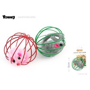 Juguete para Gatos Yommy, Pelota con Ratón en el Interior, 6 cm de Diámetro, Juego Interactivo para Mascotas - Product Image 1