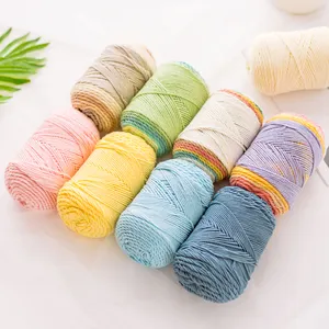 203M 100g / Ball YarnCrafts Beautiful Crochet Hand Knitting Natural Rainbow Cake Cotton Blended Yarn with 5 Ply Scarf pillow