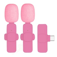 Microphone Lavalier sans fil K9 rose/blanc avec fonction un-vers-deux pour diffusion en direct sur iPhone et enregistrement multidirectionnel