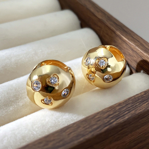 ต่างหูทรงโดมประดับเพชรซิร์คอนชุบทอง 18K กันน้ำ ไม่หมอง สำหรับผู้หญิง ขายส่งแฟชั่น เหมาะสำหรับเป็นของขวัญ - Product Image 6