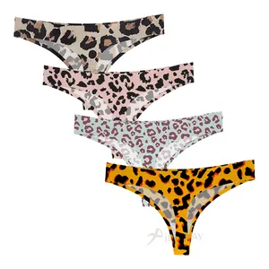 Airtamay Low Rise Seamless Leopard Print Ropa Interior Mujer Lingerie Ladies Panty Bikini Thongs For Ladies Female T-back
