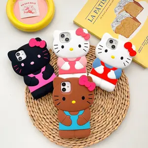 Hot Sale Cartoon Cute Kitten Bow Cat Mobile Phone Case Phone Protect Cover Girl's Gift For iphone 15 pro