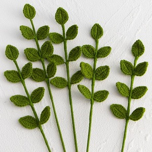 Bouquet de simulation de feuilles d'eucalyptus larges en fil tissé à la main, avec feuilles d'olivier tricotées, arrangement floral décoratif pour plantes d'intérieur - Product Image 3