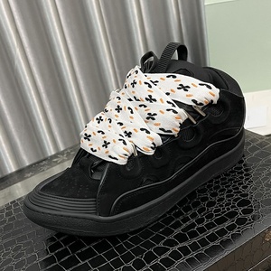 Baskets plateforme rétro en cuir unisexe Lanvine de haute qualité, chaussures de marche décontractées de luxe à lacets, résistantes à l'usure pour l'extérieur - Product Image 4